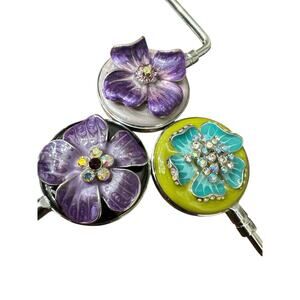 SPRING STREET DESIGN SET OF 3 CRYSTALS ENAMEL HANDBAG HOLDER BAG HOOK